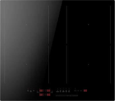 A top-down view of a black induction cooktop.