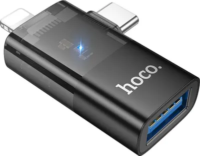 Immagine prodotto di Adattatore OTG 2 in 1 da Lightning/USB-C a USB-A Hoco UA36E nero