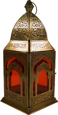 Produktbild von Orientalische Metall/Glas Laterne in Marrokanischem Design, Windlicht, Mehrfarbig, Glas,Metall,Eisen, Farbe: Orange, 30*13*13 cm