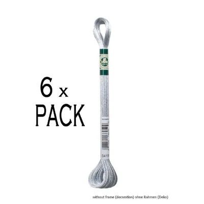 Produktbild von 6 x DMC Stickgarn "Mouline Satin" 1008f - Farbe 415, 6-fädig, 8 Meter