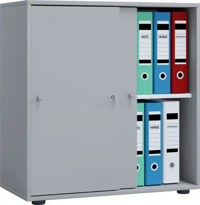 Produktbild von VCM Büroschrank mit 2 Fächern | moderner Aktenschrank mit Schiebetüren und Schloss | Maße ca. B. 70 x  H. 73 x T. 37 cm – Lona 2-Fach abschließbar