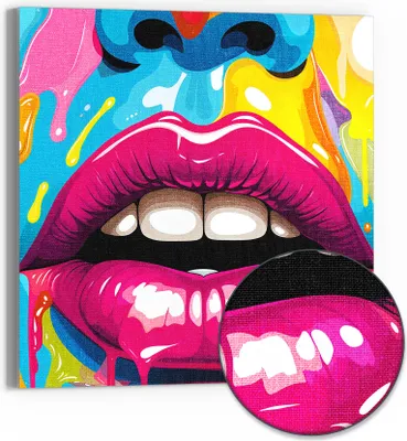 Produktbild von DEQOART Hybrid Leinwand Bild 30x30 cm 'Kuss der Farben' Wandbild Glas flach modern