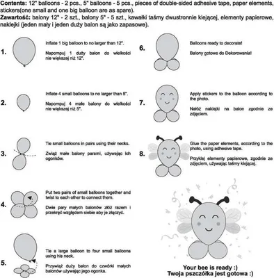 Zdjęcie produktu dla Zestaw balonów Urocze Zwierzątka PSZCZÓŁKA na urodziny roczek kreatywny 7sz