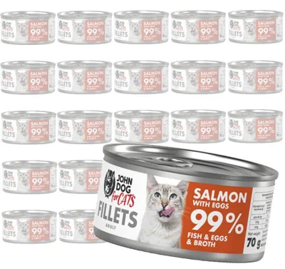 Zdjęcie produktu dla John Dog for Cats Mokra Karma Dla Dorosłych Kotów Łosoś Z Jajkiem 24x70g