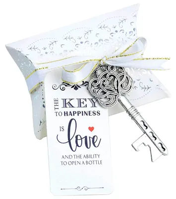 Produktbild von Solidchoice – Vintage-Hochzeitsgeschenkset mit Schlüssel-Flaschenöffnern und Dankeskärtchen