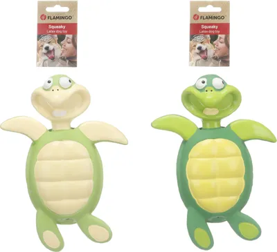 Image de Jouet pour chien Flamingo Trudo, forme de tortue, couleur verte, dimensions : 19 x 26,5 x 7,5 cm