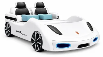 Obrázok produktu pre Biele detské postieľka s LED osvetlením na kolieskach, model "auto"