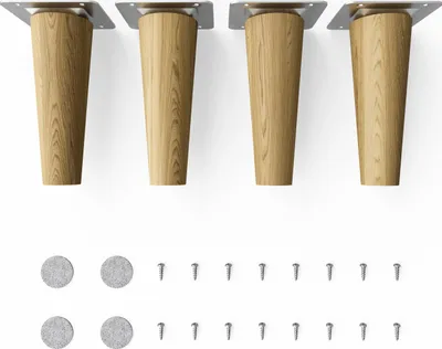 Produktbild von 4x sossai Holzfüße rund - gerade Ausführung 12cm Eiche