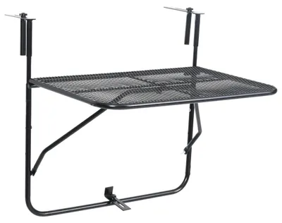 Produktbild von Balkontisch klappbar höhenverstellbar 50 bis 65 cm schwarz pulverbeschichtet aus Stahl