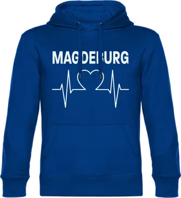 Produktbild von multifanshop Kapuzen Sweatshirt - Magdeburg - Herzschlag, blau, Größe XXL