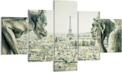 Produktbild von Bild auf Leinwand - Leinwandbild - 5 Teile - Wasserspeier Paris Notre-Dame - 125x70cm - Wand Bild - Wanddeko - Wandbilder - Leinwanddruck - Bilder - Wanddekoration - Leinwand bilder - EA125x70-4544