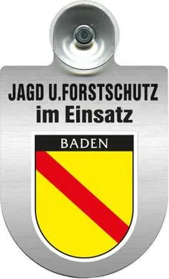Produktbild von Einsatzschild für Windschutzscheibe incl. Saugnapf - Jagd + Forstschutz im Einsatz - Wappen nach Wahl - 309729- Color - Region Baden