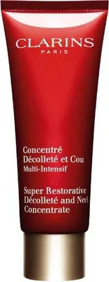 Produktbild von Clarins Super Restorative Décolleté and Neck Concentrate, Frauen, Jeder Hauttyp, Anti-Mitesser, Anti-Falten, Kräftigend, Glättend, 50+ Jahr(e), 75 ml, Tube