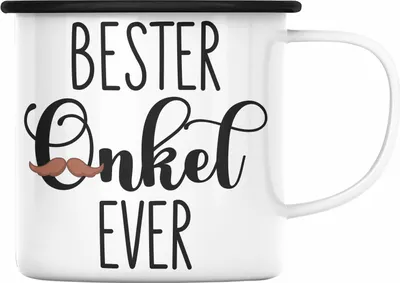 Produktbild von Trendation - Bester Onkel Ever Emaille Tasse Geschenk Geburtstag Weihnachten Lustig Geschenkideen von Nichte (Schwarz)