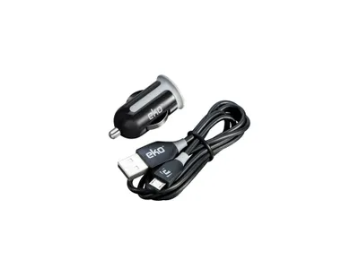 Produktbild von Eko, Pack Zigarettenanzünder-Ladegerät 1A mit Micro-USB-Kabel 1m, Schwarz