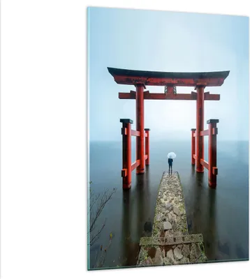 Produktbild von Bilder auf glas - Einteilig - Itsukushima-Jinja Tempel Regenschirm - 80x120cm - Glasbilder - Wandbilder - Bilder - Wanddekoration aus Glas - Glas Bilder - Wandbild auf Glas - GPA80x120-4241