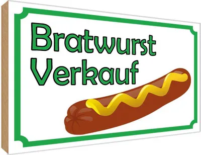 Produktbild von vianmo Holzschild 30x40 cm Bratwurst Verkauf Restaurant Essen Trinken