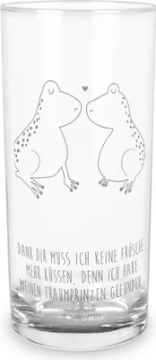 Produktbild von Mr. & Mrs. Panda Glas Frosch Liebe 200 ml - Transparent - Geschenk, Freundin, Longdrinkglas, Cocktailglas, Frösche, Trinkglas, Verlobung, Wasserglas, Tumbler, Kuss