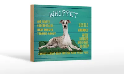 Produktbild von Holzschild Spruch 18x12cm Whippet Hund gentle amiable