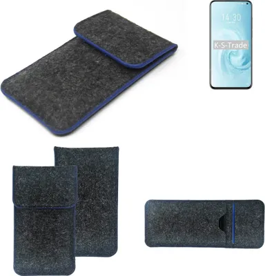 Produktbild von K-S-Trade Handy-Hülle Schutz-Hülle kompatibel mit Meizu 17 Filztasche Pouch Tasche Case Sleeve Filzhülle dunkelgrau, blauer Rand