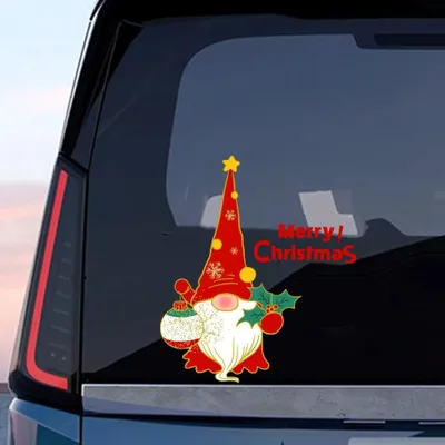 Produktbild von 2 Weihnachtswichtel-Fensteraufkleber, beidseitig sichtbare Aufkleber für Autofenster und Stoßstange, Weihnachtszubehör und Dekoration für das Auto (Laternen-Zwerg)