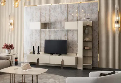Produktbild von Sideboard Wandregal Bücherregal Wandschrank Wohnwand Beige Wohnzimmer
