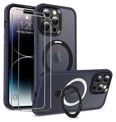 Produktbild von 2in1 Schutz Cover Set für das Apple iPhone 15 besteht aus 2x 9H Glas Folie Display Schutzfolie und 1x Silikon Case Schutzhülle - Hülle in Dunkelblau