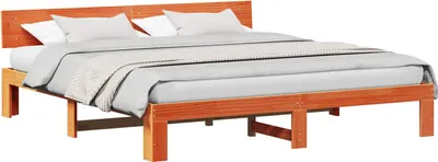 Produktbild von Bettrahmen Wachsbraun 200 x 200 cm Massives Kiefernholz
