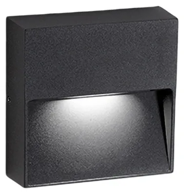 Zdjęcie produktu dla Nowoczesna lampa ścienna LED zewnętrzna i wewnętrzna IP54, 4,5W, 3000K, odlew aluminium, ciemnoszary kwadrat, elegancki design do ogrodu i domu