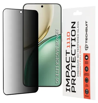 Zdjęcie produktu dla Techsuit 111D Privacy Szkło z pełnym klejeniem Honor Magic8 Lite - czarne