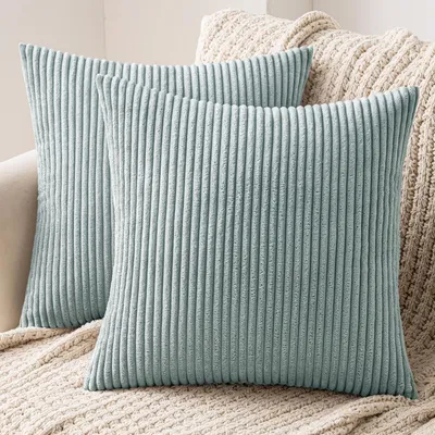 Imagen del producto de Funda de cojín, cojín para sofá, cojín decorativo, 40 x 40 cm, 2 unidades, azul y blanco