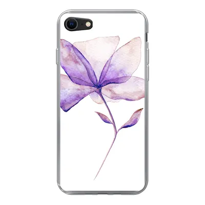 Produktbild von MuchoWow® Handyhülle Schutzhülle Hülle für iPhone 7 Blumen - Aquarell - Lila Silikon Softcase Handy Hülle - Kartenhalter