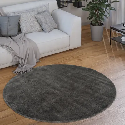 Produktbild von Teppich Rund Wohnzimmer Kurzflor Modern Flauschig Waschbar Einfarbig Rutschfest Grösse 160 cm Rund