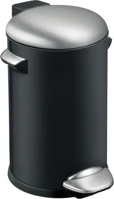 Produktbild von Retro Treteimer mit markanten Griffen und Kugelkappe | 20 Liter, HxØ 48,5x29,2cm | Kunststoff-Inneneimer | Schwarz