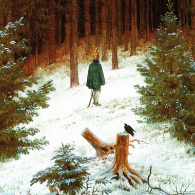 Obrázok produktu pre Caspar David Friedrich Art Print Obraz - Chasseur v lese, 1813 (100 x 100 cm)
