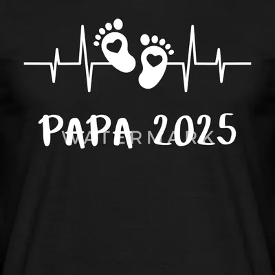 Produktbild von Spreadshirt Herzschlag Papa 2025 Vater Geschenk Vatertag Männer T-Shirt, S, Schwarz