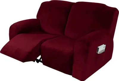 Obrázek produktu pro 6 kusů sametového strečového lehátka na pohovku Slipcovers Cover Chránič nábytku pro 2místný gauč, červený