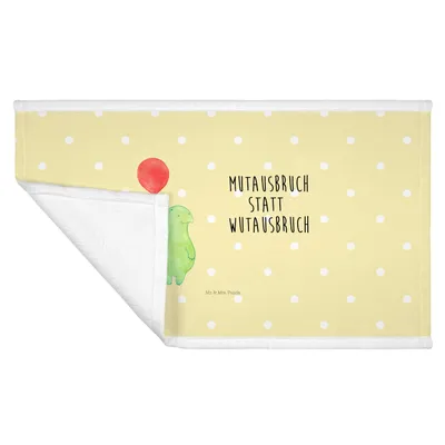 Produktbild von Mr. & Mrs. Panda Handtuch Schildkröte Luftballon - Gelb Pastell - Geschenk, 50x100, Flauschtuch, kleines, baumwolle, Händehandtuch, Motivationsspruch, mutig