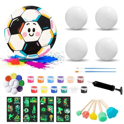 Produktbild von Fußball Malset Bastelset Kinder 4 Stk – DIY Fußball-Malset mit Farben & Aufklebern, für Kinder 3-10 Jahre