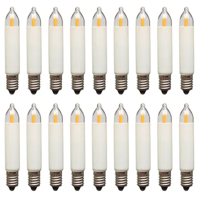 Produktbild von Erzgebirgslicht - AUSWAHL - 18 Stück LED Filament Kleinschaftkerze 23V 0,2W E10 für 10 Brennstellen Ersatzbirne Glühbirne Minischaftkerze Glühlämpchen für Lichterketten Pyramide und Schwibbogen