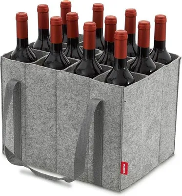 Image de Casier à bouteilles 12 compartiments - Pour bouteilles de 15 litres - Feutre - Recyclé - 36cm x 27cm x 27cm