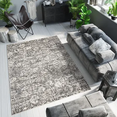 Produktbild von Teppich Kurzflor Modern Grau Schwarz Meliert Wohnzimmer Schlafzimmer 3D 80 x 150 cm