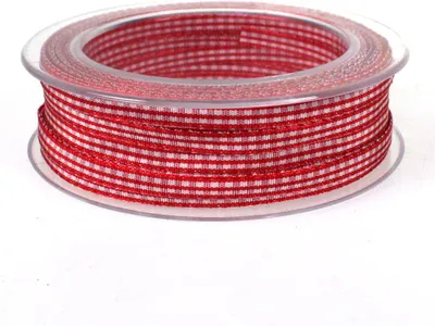 Produktbild von Dekoband Karo kariert 6 mm – 25 m Geschenkband, Antennenband, Schleifenband für Hochzeit & Basteln rot