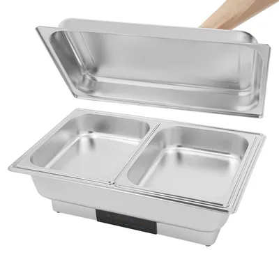 Produktbild von Buffetwärmer - Elektrische Chafing Dish - 600W, Temperatur 35–90 °C einstellbar - 9 l Doppelbehälter - Touchscreen Display - Edelstahl