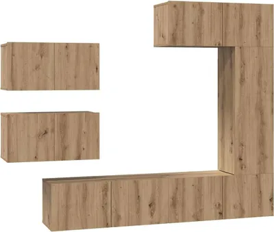 Immagine prodotto di vidaXL Mobile TV a parete 6 pezzi in legno di quercia artigianale