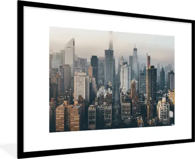 Produktbild von MuchoWow® Gerahmtes Poster New York - Skyline - Amerika 90x60 cm - Poster mit Schwarzem Bilderrahmen Wandposter Rahmen Foto Bilder - Wanddekoration - Fotos