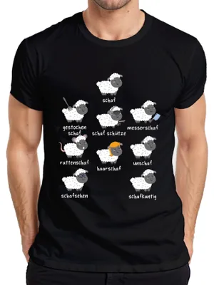 Immagine prodotto di Maglietta da uomo con scritta "Funny sheep sayings puns sheep animal humour farm", nero, XXL