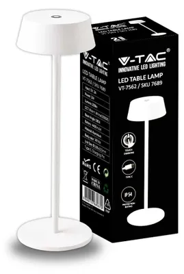 Immagine prodotto di V-TAC VT-7562 Lampada LED da Tavolo colore bianco 2W in Alluminio ricaricabile USB con Touch Dimmerabile IP54 3000K sku 7689