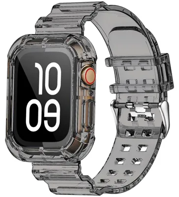 Image de Étui en silicone transparent avec bracelet pour Apple Watch 44 mm