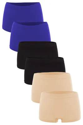 Produktbild von Fabio Farini - 6 Stück Damen Hipster Boxershorts - Frauen Unterhosen Slip Set Seamless angenehmes Tragegefühl ohne Seitliche Nähte
